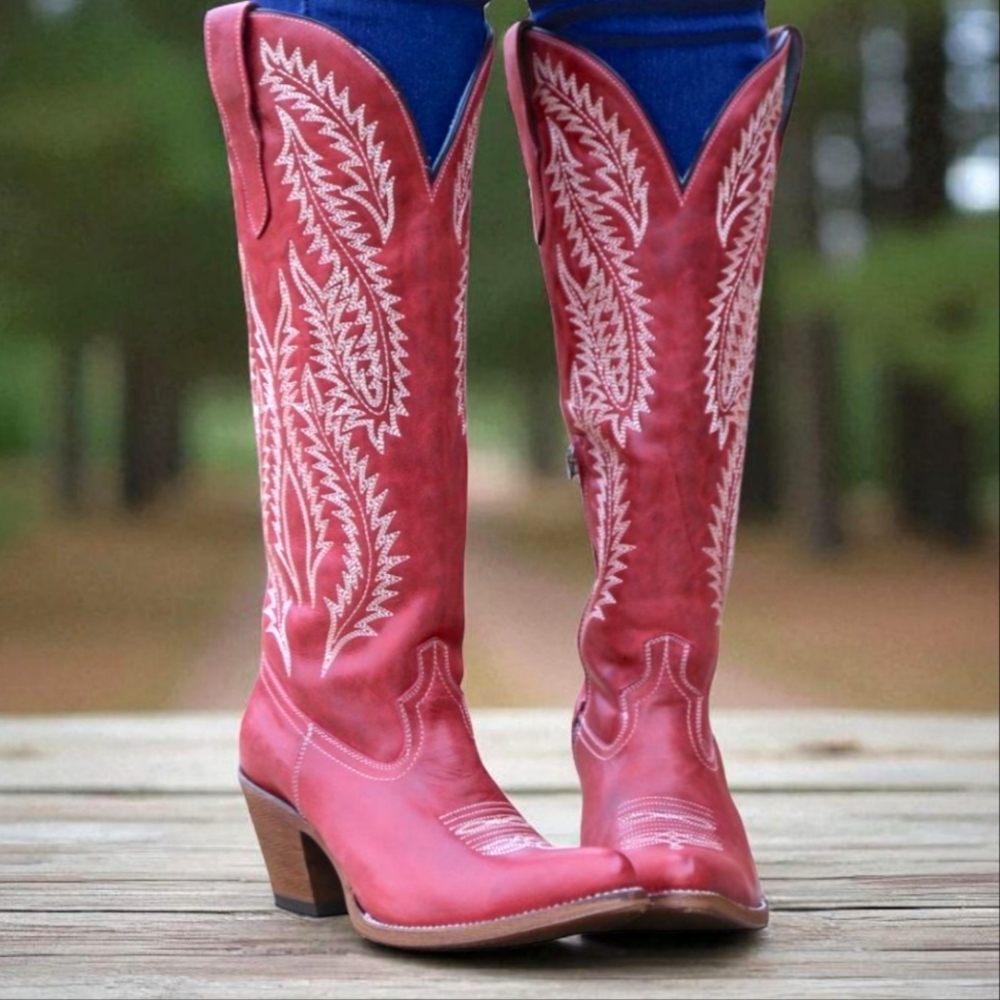 CORRAL E1318 Red Riojas leather tall top embroidered cowgirl boots sz7.5 NWT/NIB